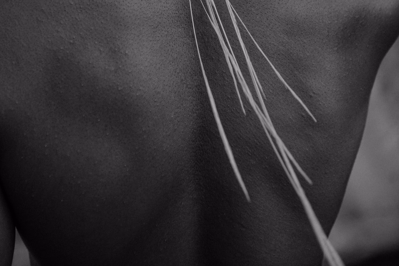Soft black and white close-up of skin